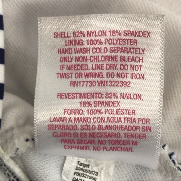 NWT Xhilaration Bikini Top Back Tie Closure Navy Blue White Stripe XS - Picture 11 of 12